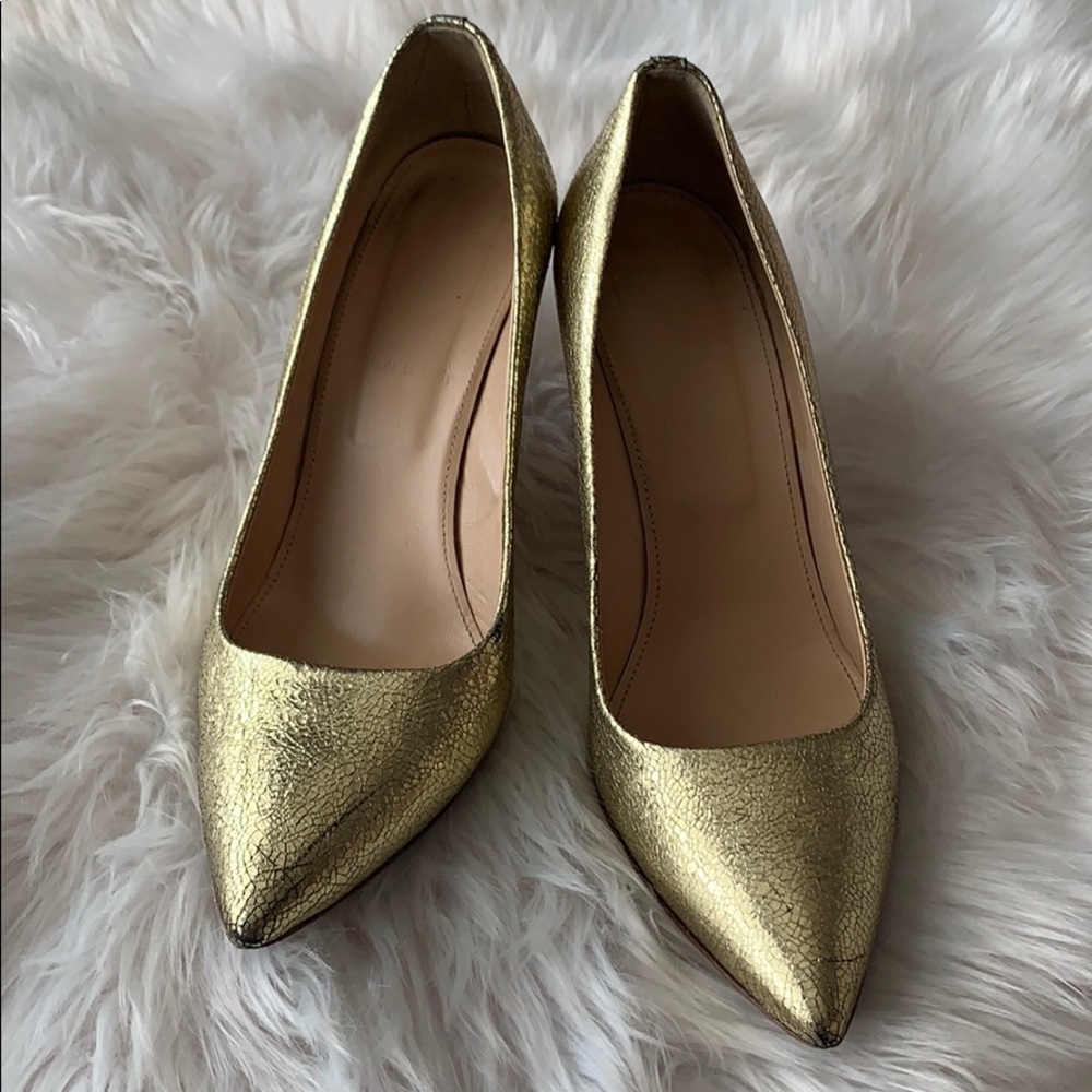 J.Crew Gold crackled pumps